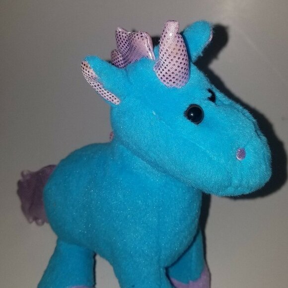 Blue Purple Unicorn Plush 8" Stuffed Animal Toy Lovey Silver Polka Dots - Picture 2 of 12